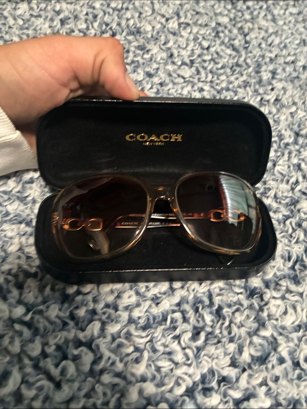 Coach Pink Brown Gradient Aviator Sunglasses with Gold Accents - Picture 11 of 11